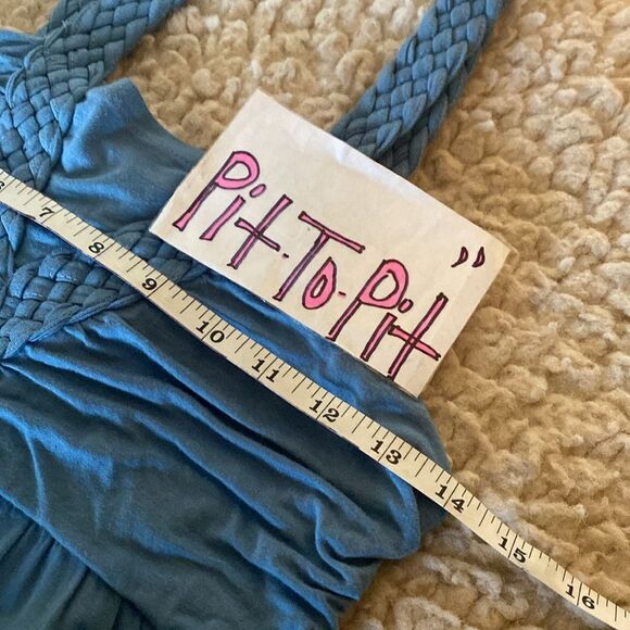 Design History Blue White Tie Dye Braids Strap Vacation Beach Maxi Dress Size M - Picture 7 of 8